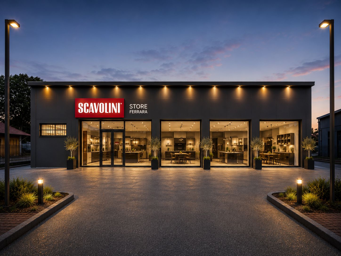 Simulazione di Via Eridano 7 trasformato in Scavolini Store