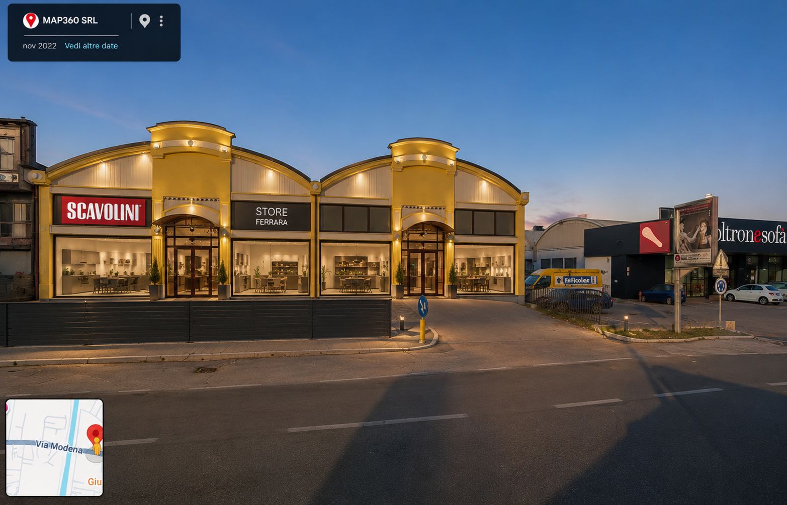 Simulazione di Via Modena 18 trasformato in Scavolini Store